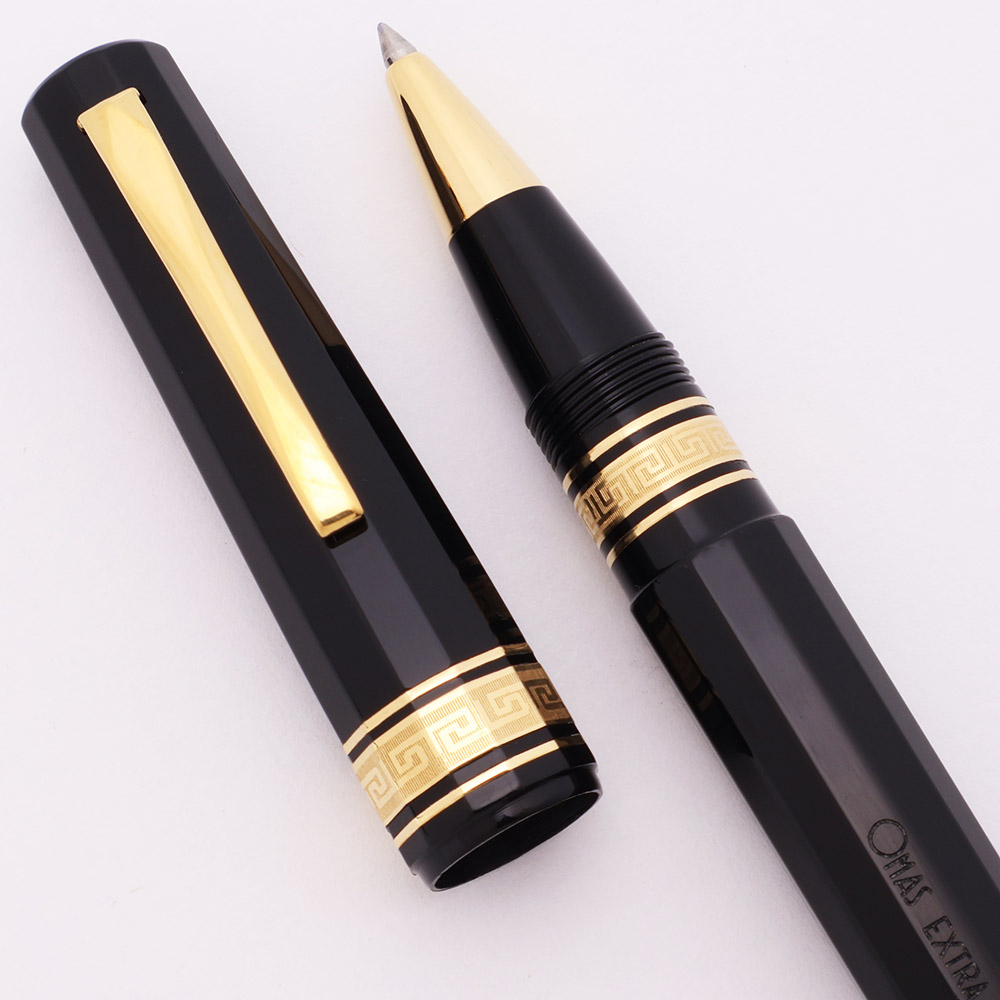 Omas Paragon (Old Style) Rollerball Pen - Black w Gold Trim